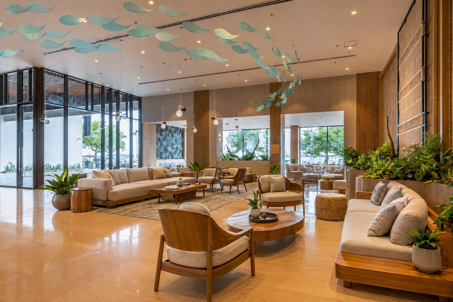 Custom hospitality furniture collection for a resort lounge interior