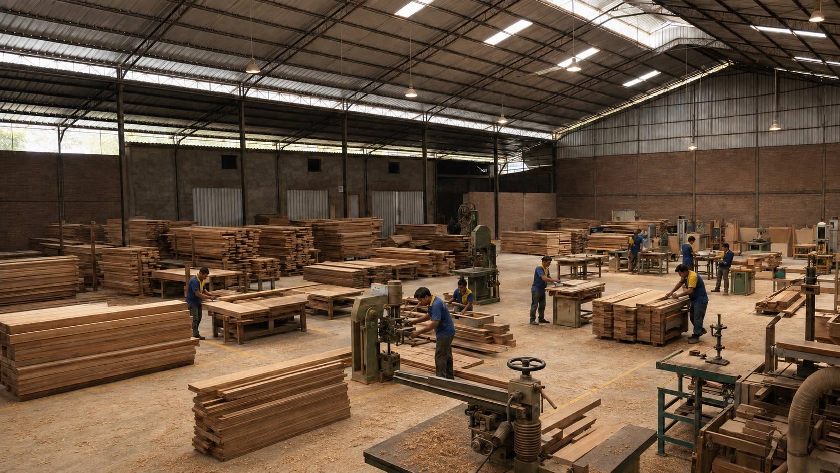 Starwood Furniture Indonesia factory in Jepara with craftsmen processing timber