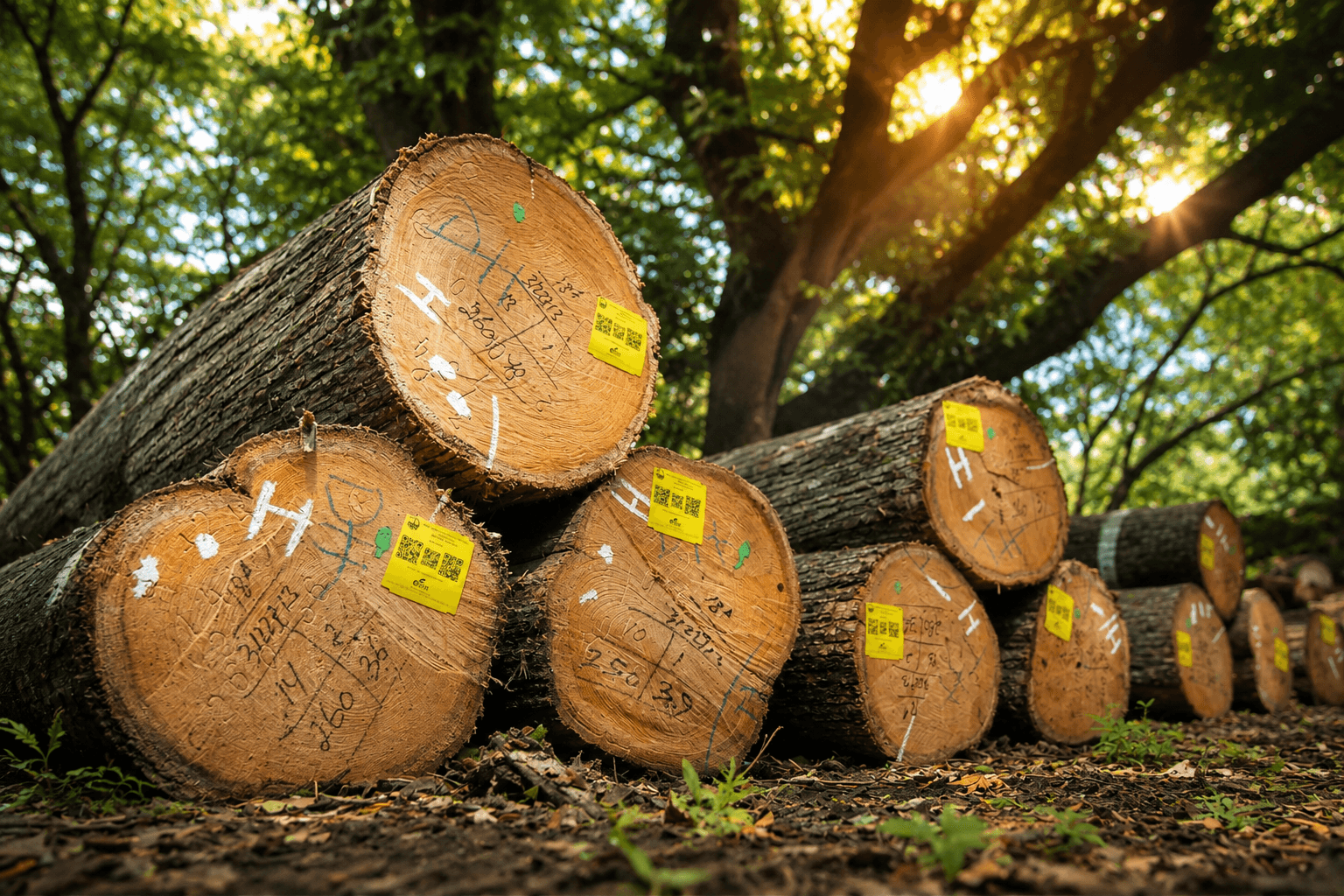 Certified teak logs ready for sustainable furniture production