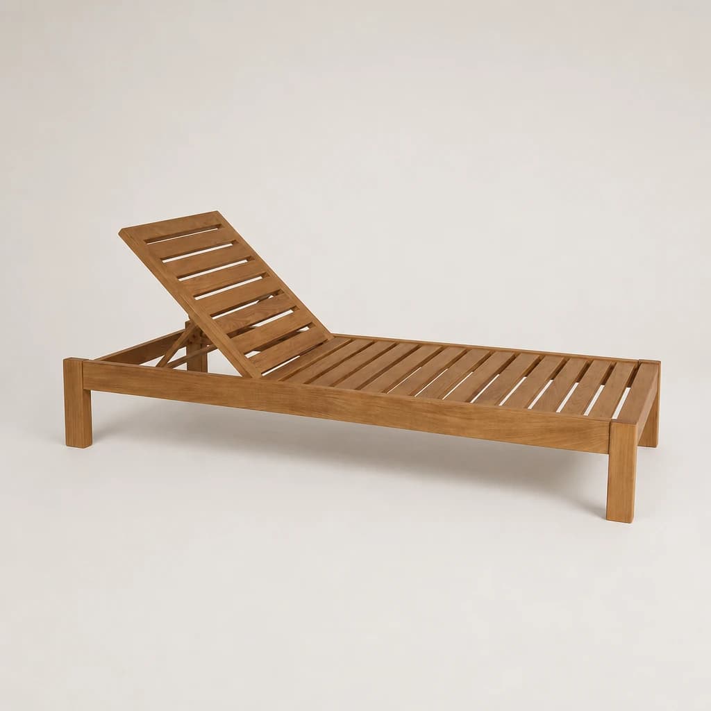 Adjustable Slatted Teak Sun Lounger, custom furniture manufactured in Jepara, Indonesia - Image 1