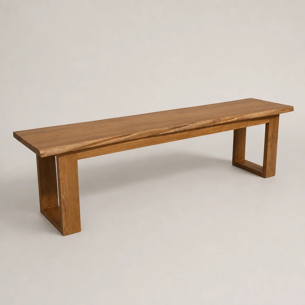 Backless Solid Teak Outdoor Bench, custom furniture manufactured in Jepara, Indonesia - Image 1