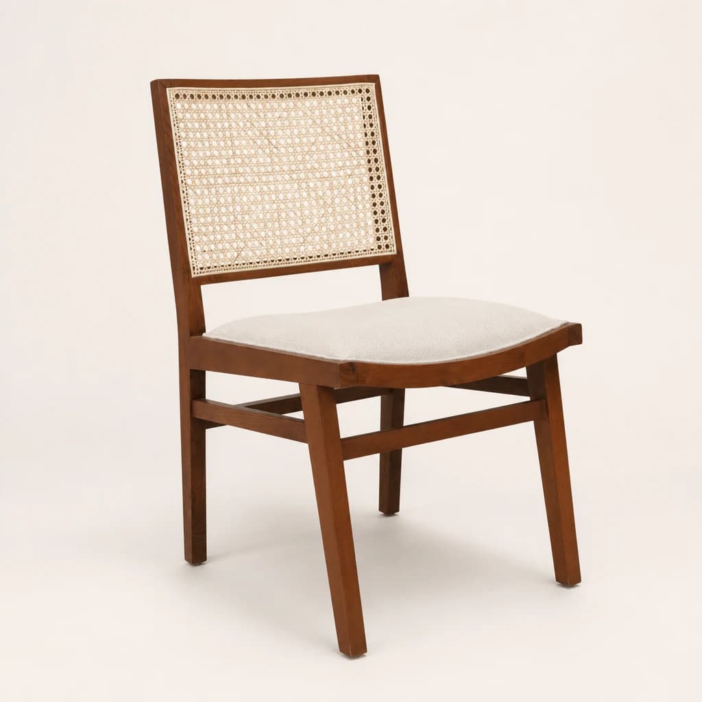 Cane Back Teak Side Chair, custom furniture manufactured in Jepara, Indonesia - Image 1