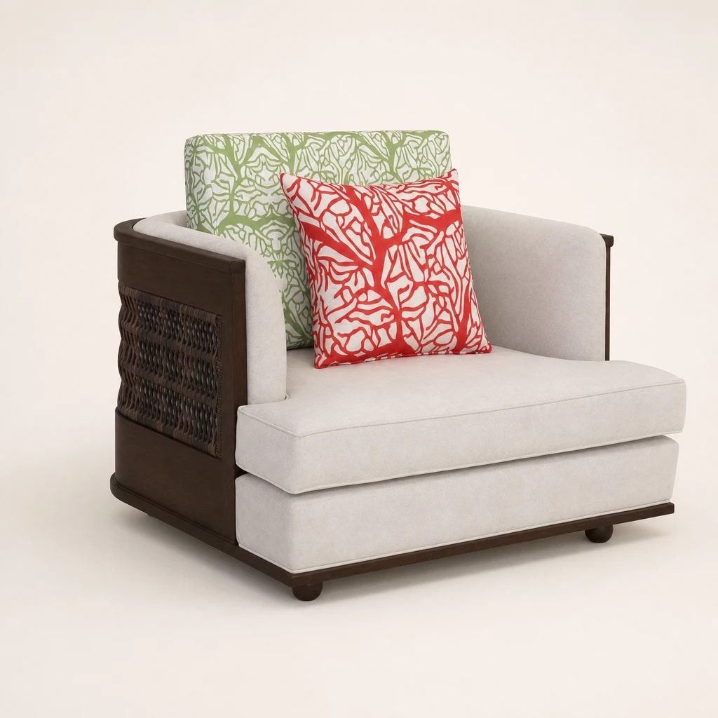 Cane Side Modular Teak Lounge Chair, custom furniture manufactured in Jepara, Indonesia - Image 1