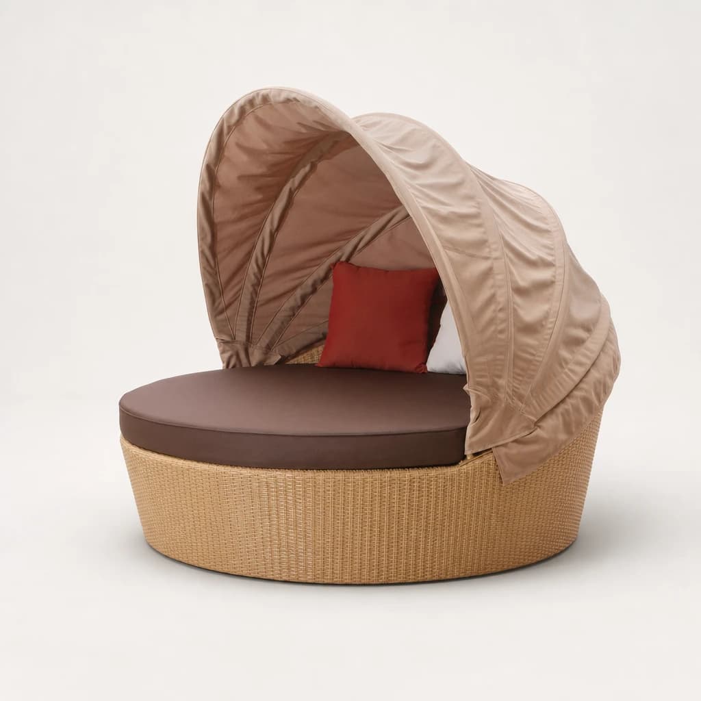 Canopy Round Woven Outdoor Daybed, custom furniture manufactured in Jepara, Indonesia - Image 1
