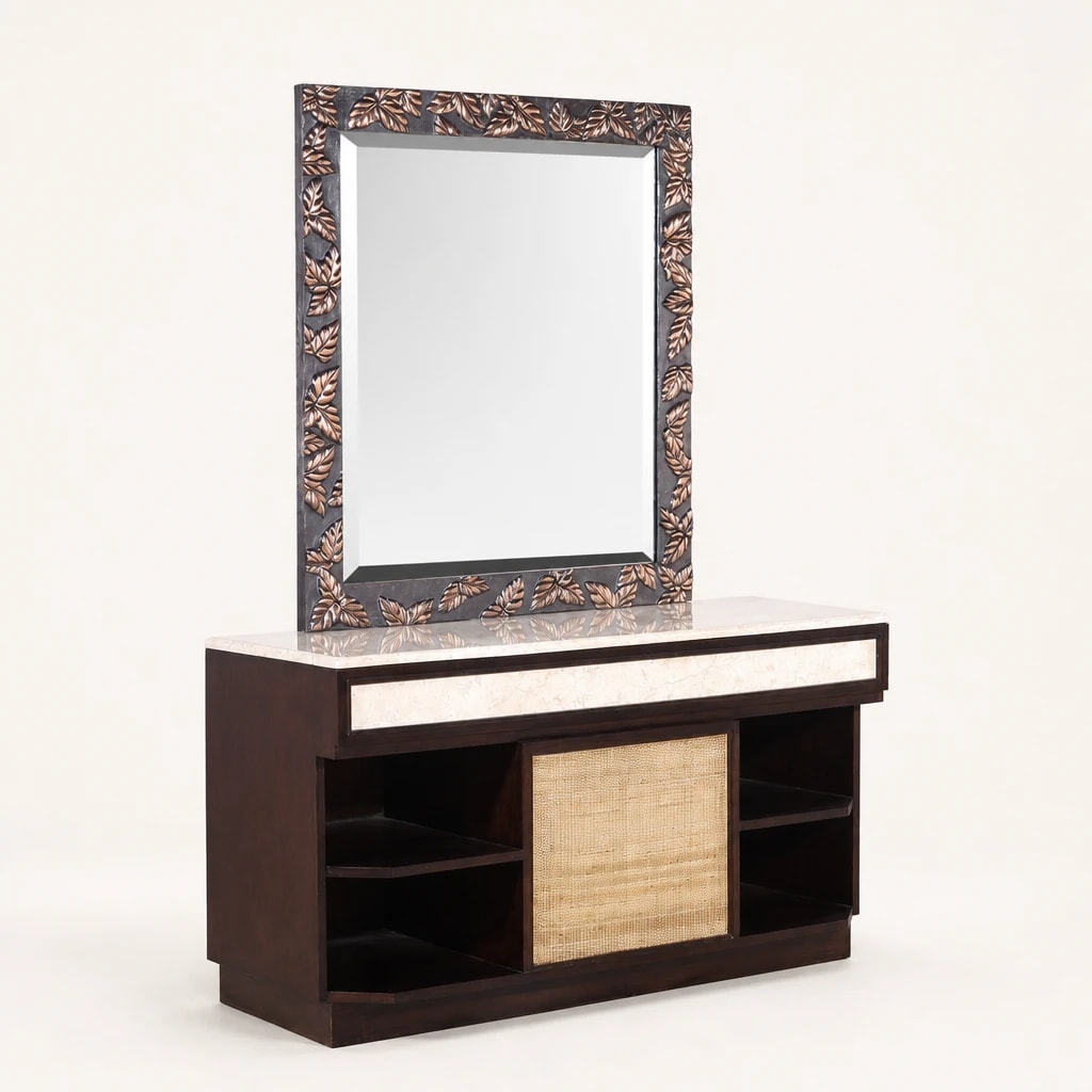 Carved Teak Dressing Console with Mirror Carved Teak Dressing Console with Mirror by Starwood Furniture Indonesia