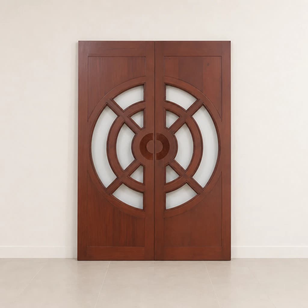 Circular Glazed Teak Double Entrance Door by Starwood Furniture