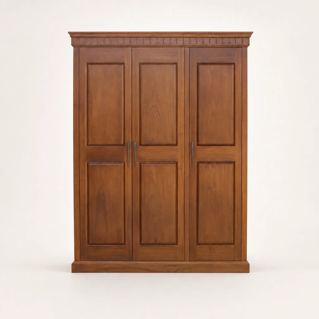 Classic Three-Panel Teak Wardrobe Classic Three-Panel Teak Wardrobe by Starwood Furniture Indonesia