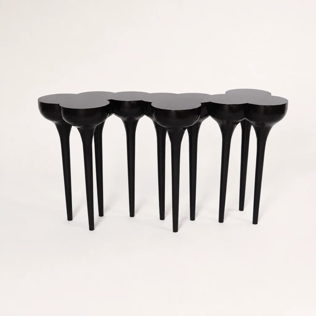 Clustered Black Teak Console Table by Starwood Furniture