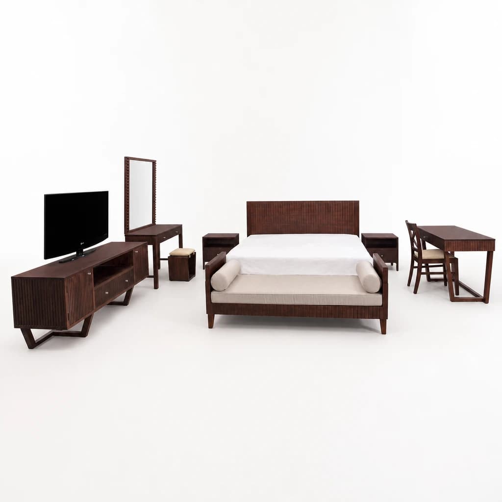 Complete Teak Hotel Bedroom Furniture Set by Starwood Furniture