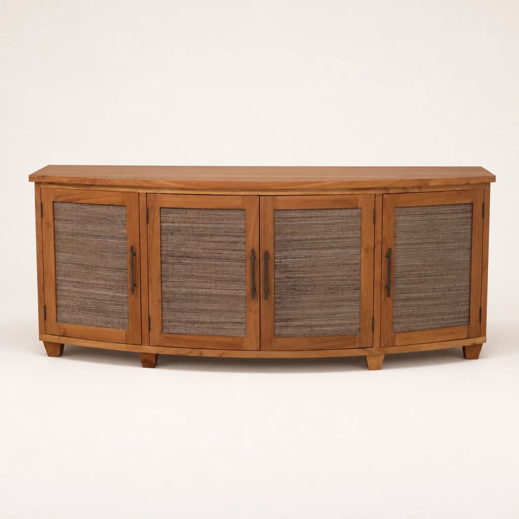 Curved Front Teak Storage Console, custom furniture manufactured in Jepara, Indonesia - Image 1