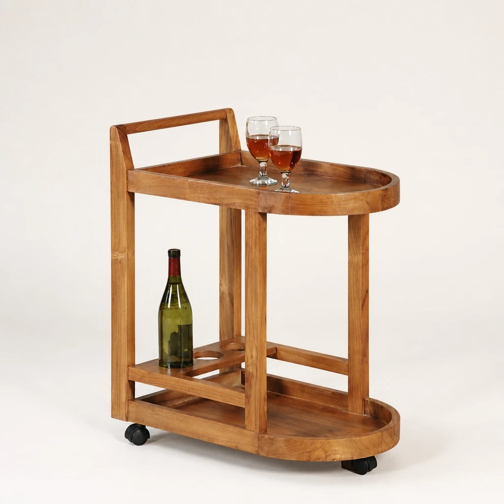Curved Teak Drinks Trolley Curved Teak Drinks Trolley by Starwood Furniture Indonesia