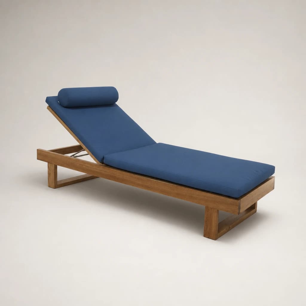 Cushioned Teak Pool Lounger, custom furniture manufactured in Jepara, Indonesia - Image 1