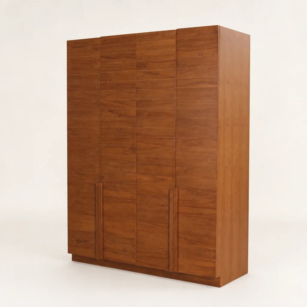 Flush-Front Two-Door Teak Wardrobe, custom furniture manufactured in Jepara, Indonesia - Image 1