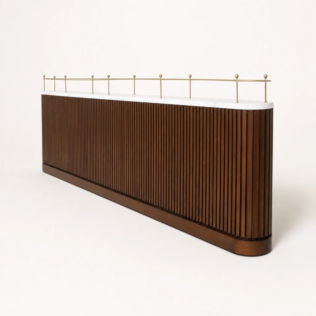 Fluted Teak Hotel Reception Counter Fluted Teak Hotel Reception Counter by Starwood Furniture Indonesia