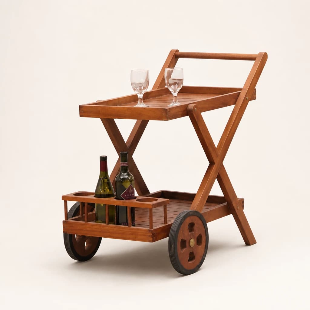 Folding Teak Beverage Trolley by Starwood Furniture