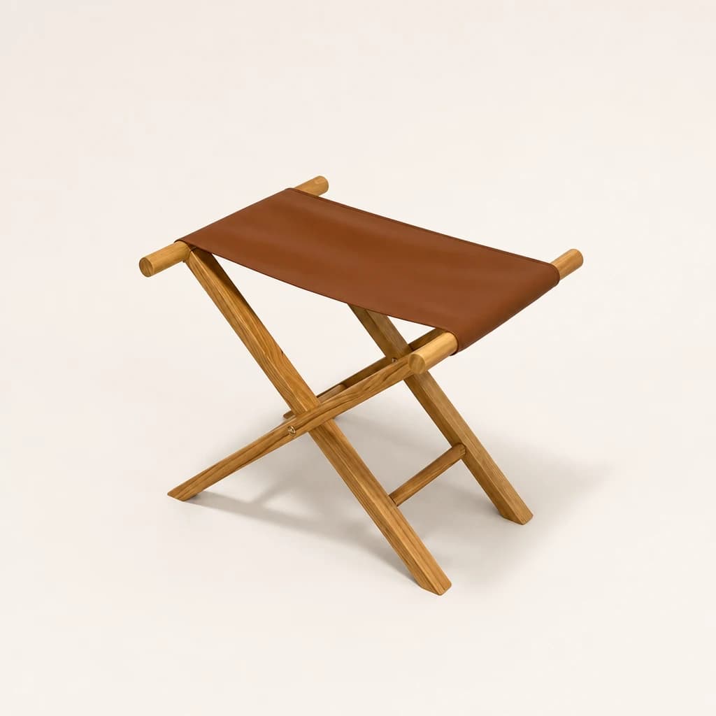 Folding Teak Campaign Stool by Starwood Furniture