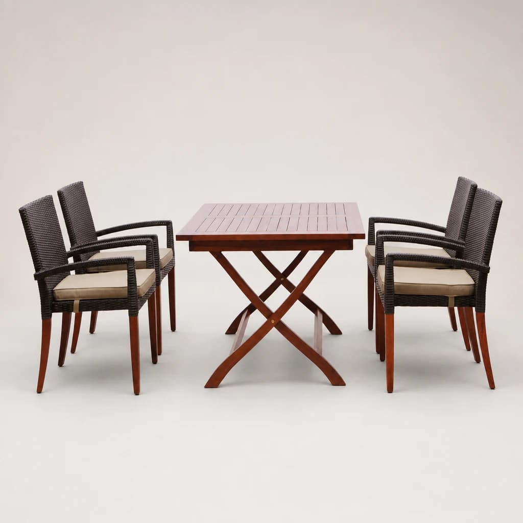 Folding Teak Outdoor Dining Set, custom furniture manufactured in Jepara, Indonesia - Image 1