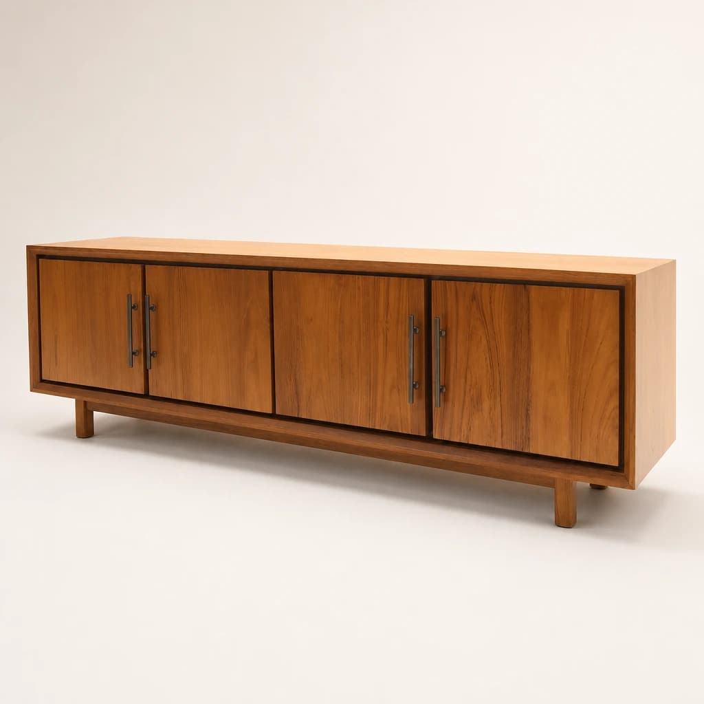 Four-Door Teak TV Cabinet, custom furniture manufactured in Jepara, Indonesia - Image 1