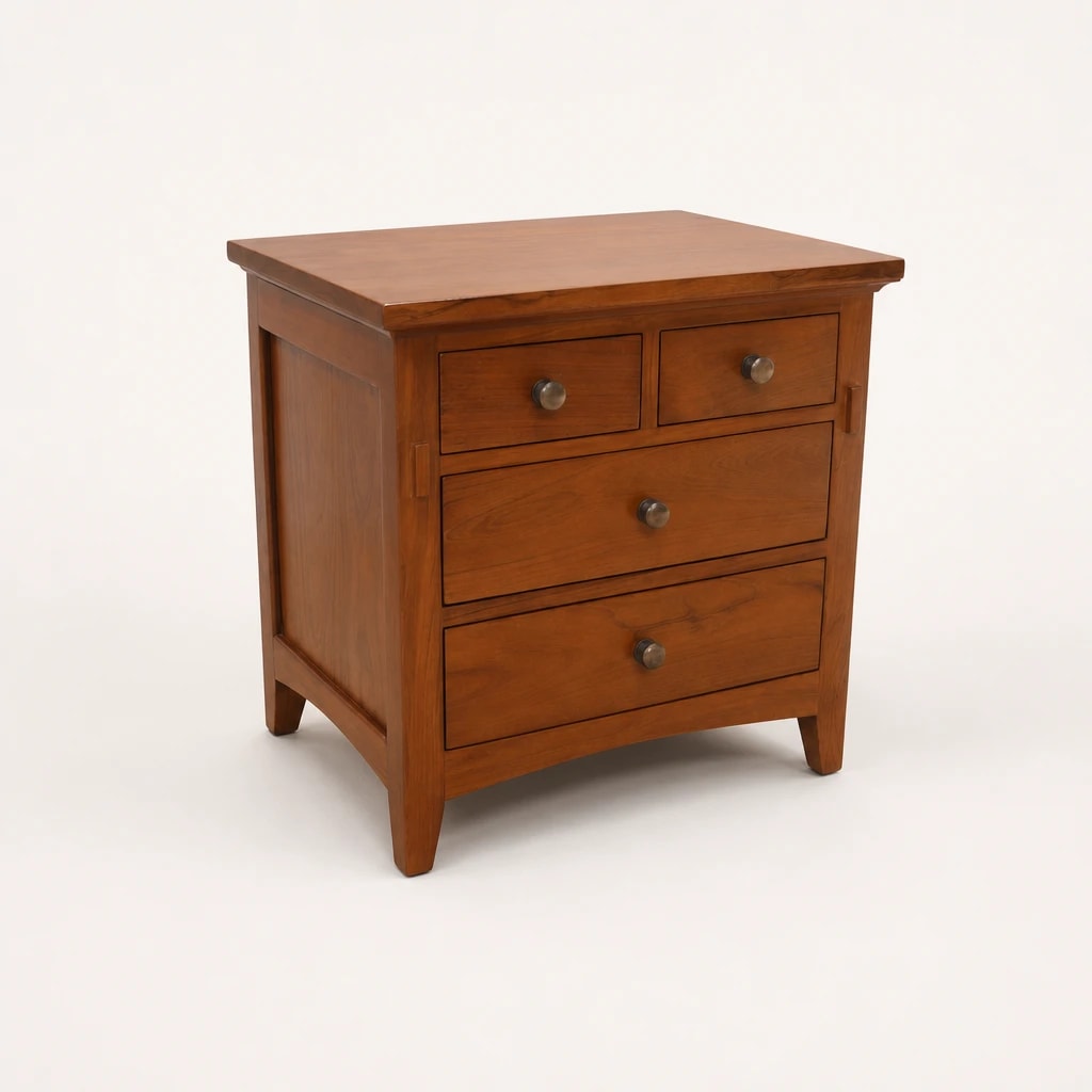 Four-Drawer Classic Teak Nightstand by Starwood Furniture