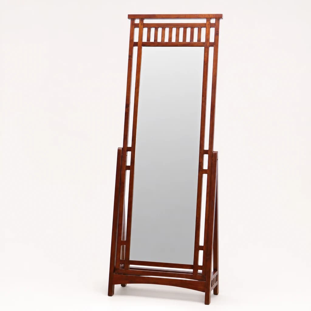 Freestanding Slatted Teak Dressing Mirror by Starwood Furniture