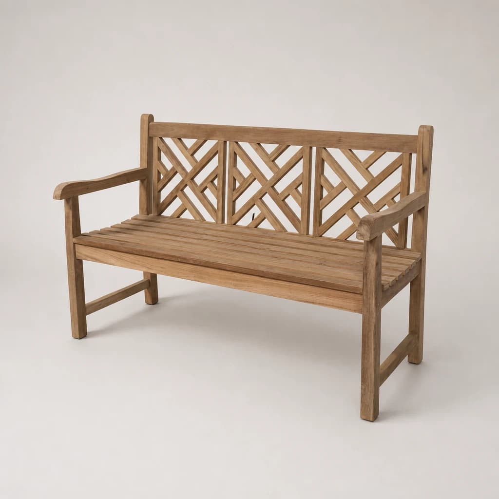 Geometric Back Teak Garden Bench by Starwood Furniture