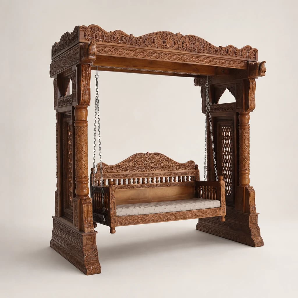 Hand-Carved Teak Pavilion Swing by Starwood Furniture