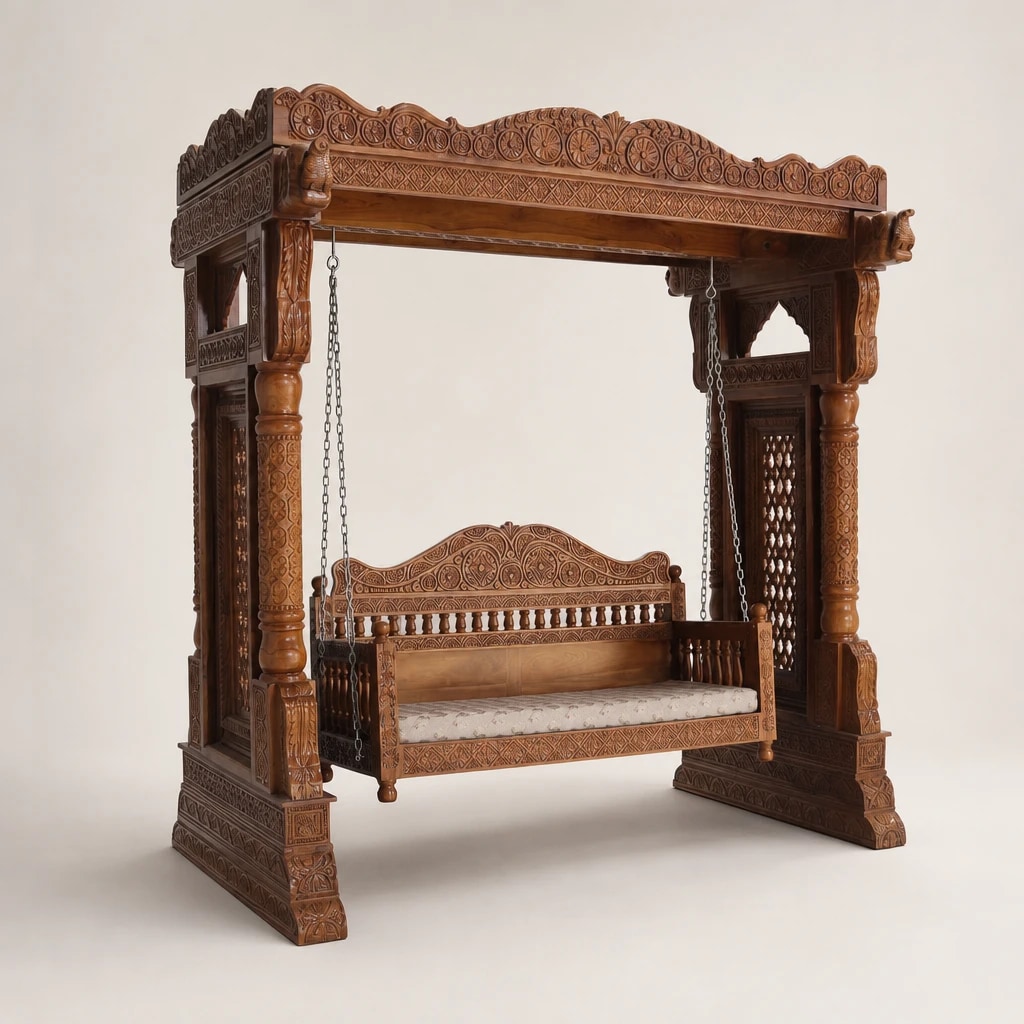 Hand-Carved Teak Pavilion Swing, custom furniture manufactured in Jepara, Indonesia - Image 1