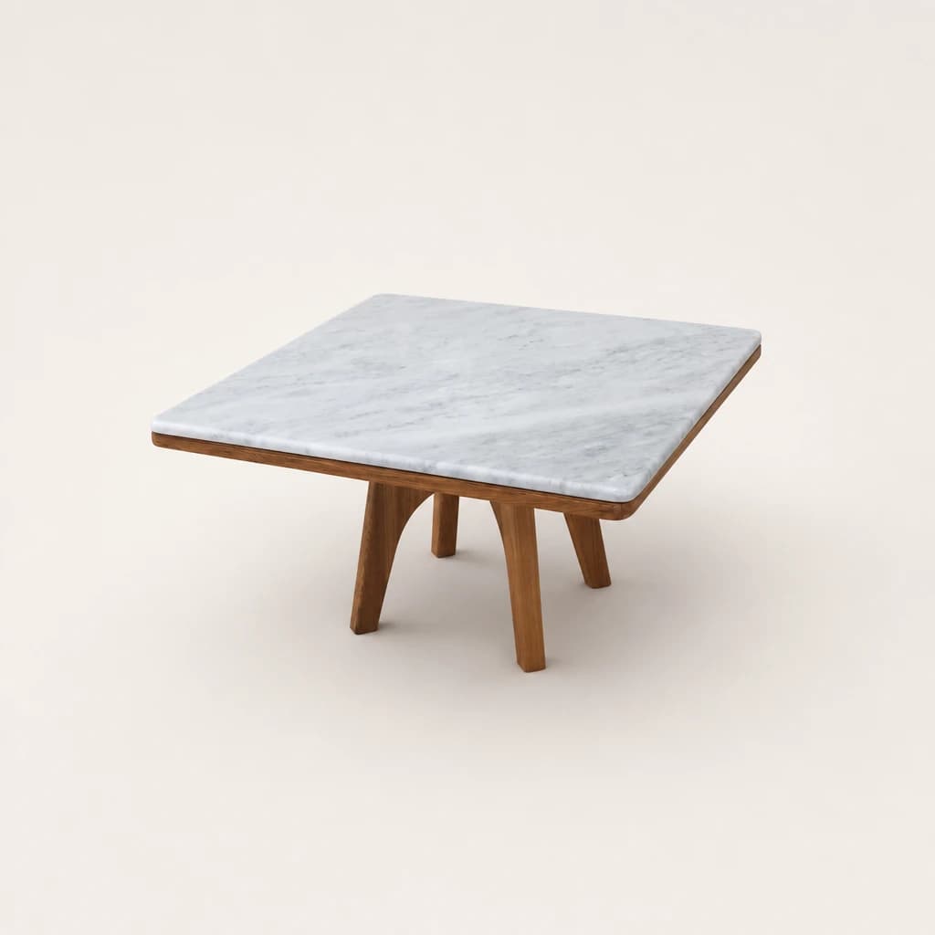 Light-Top Square Teak Coffee Table, custom furniture manufactured in Jepara, Indonesia - Image 1