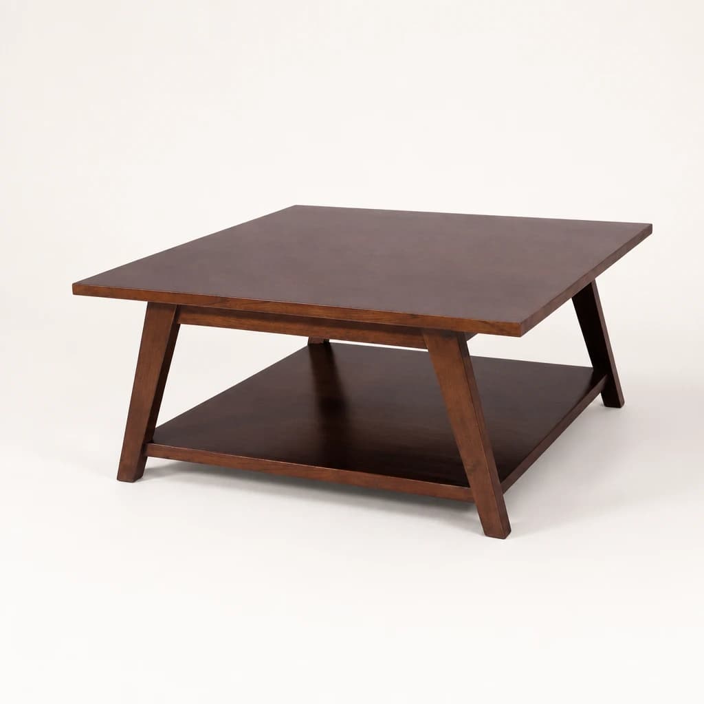 Low Square Teak Coffee Table with Shelf by Starwood Furniture