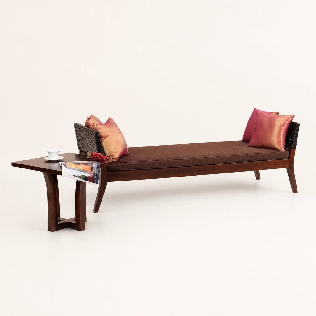Minimal Teak Chaise Daybed, custom furniture manufactured in Jepara, Indonesia - Image 1