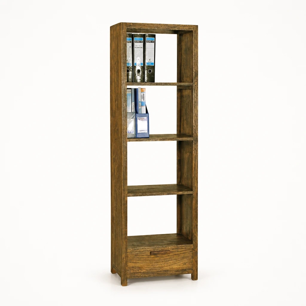 Narrow Five-Tier Teak Bookcase, custom furniture manufactured in Jepara, Indonesia - Image 1