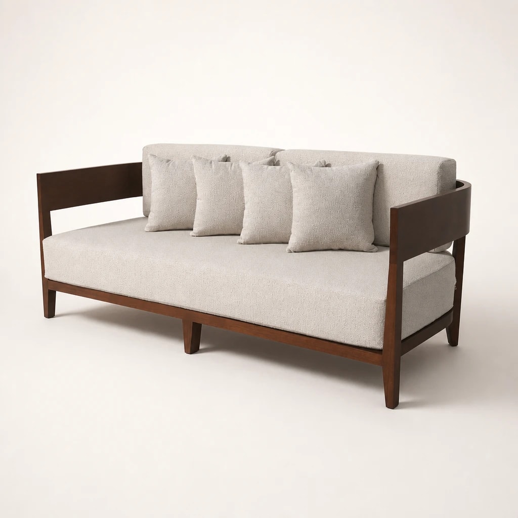 Open-Arm Teak Three-Seat Sofa by Starwood Furniture