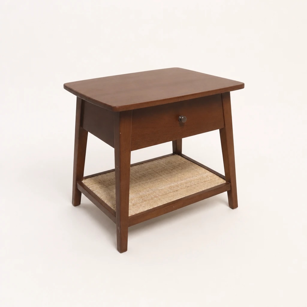 Open-Shelf Cane Teak Bedside Table Open-Shelf Cane Teak Bedside Table by Starwood Furniture Indonesia