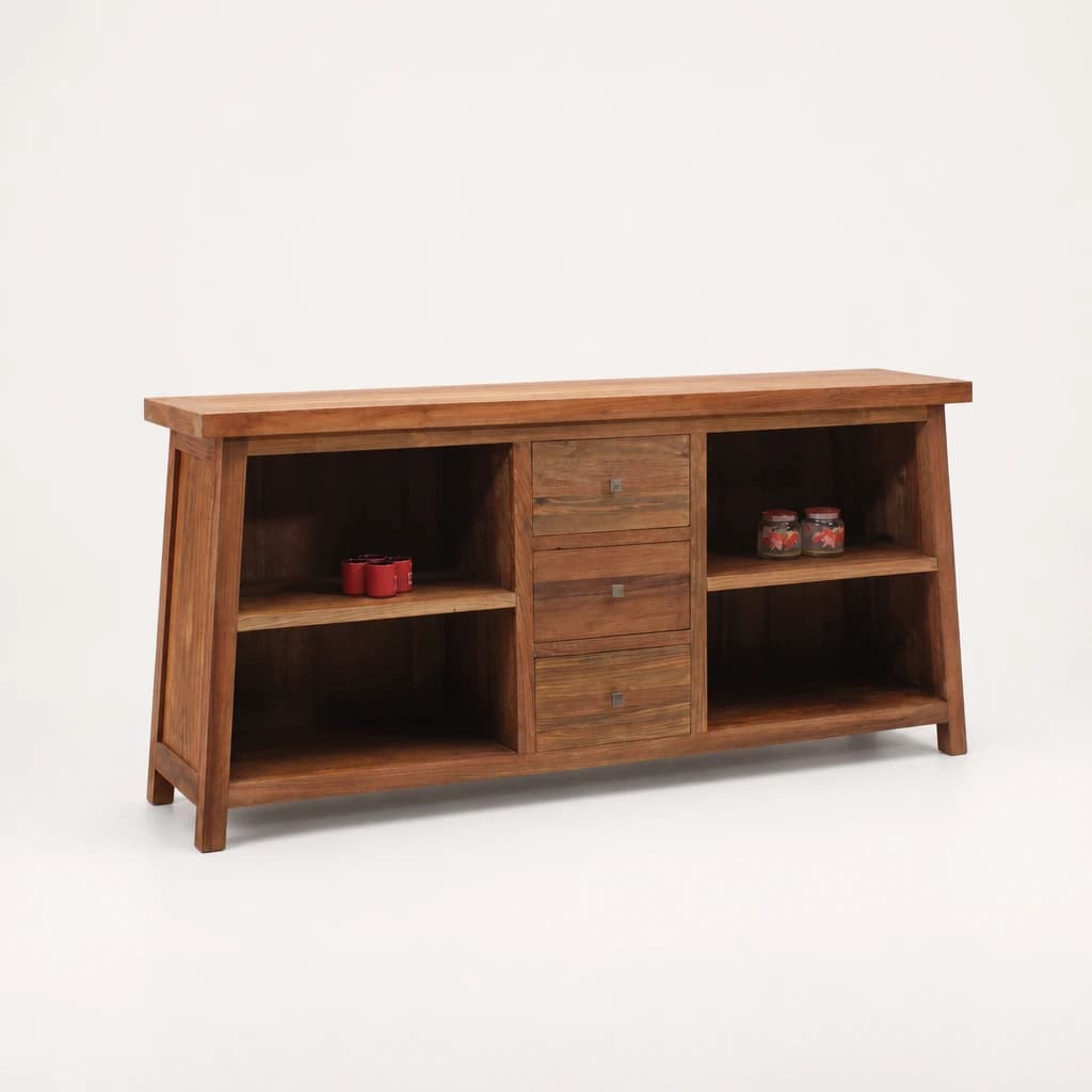 Open-Shelf Teak Storage Sideboard by Starwood Furniture