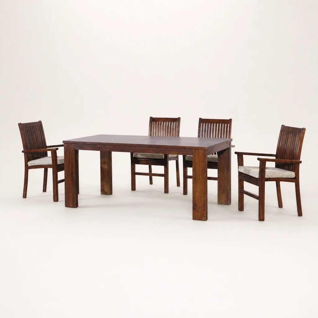 Rectangular Solid Teak Dining Set, custom furniture manufactured in Jepara, Indonesia - Image 1
