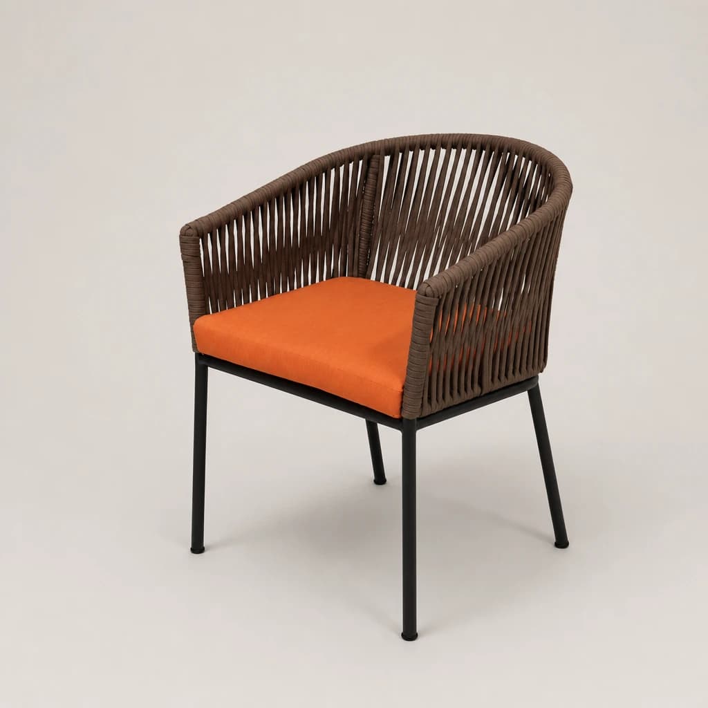 Rope Back Outdoor Dining Armchair, custom furniture manufactured in Jepara, Indonesia - Image 1