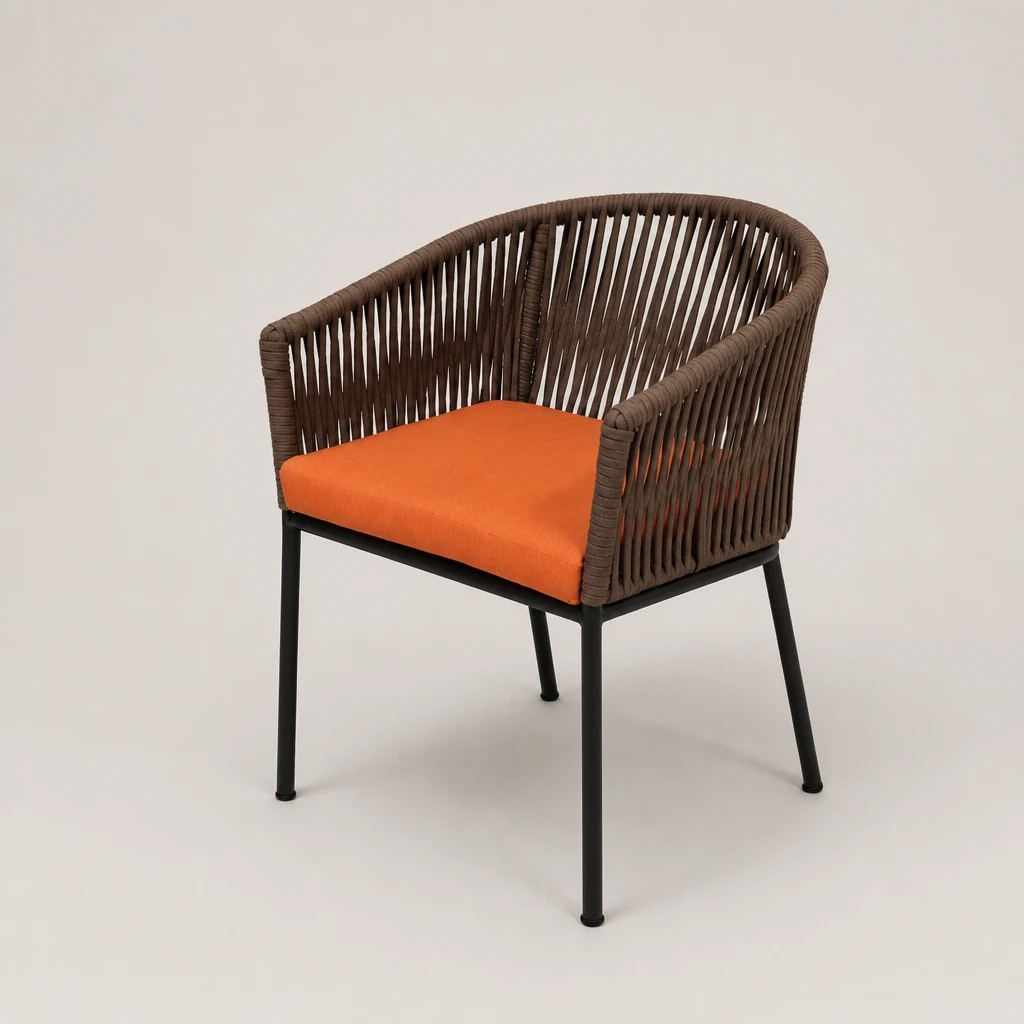 Rope Back Outdoor Dining Armchair, custom furniture manufactured in Jepara, Indonesia - Image 1