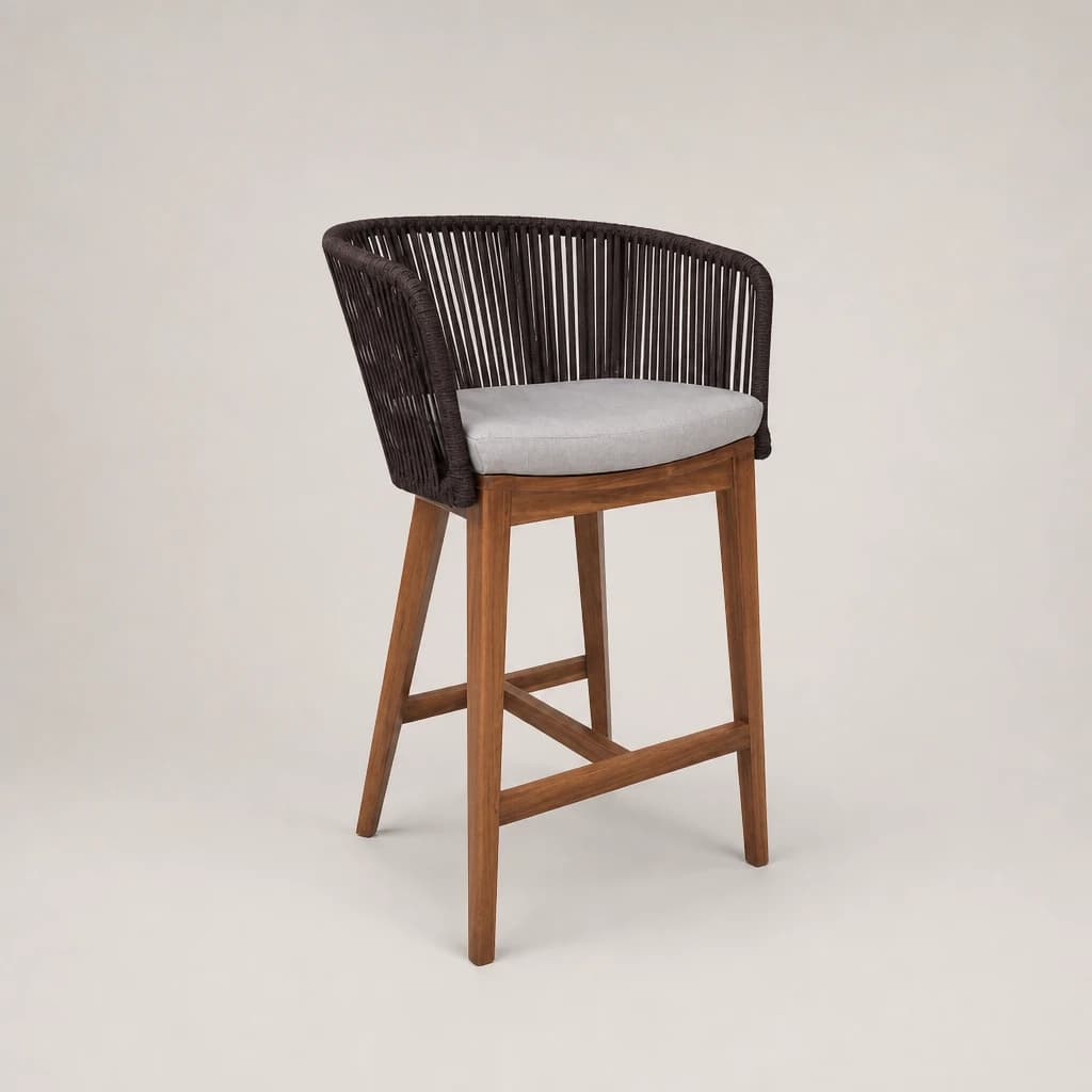 Rope Back Teak Outdoor Bar Armchair by Starwood Furniture