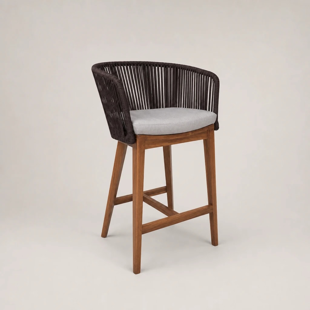 Rope Back Teak Outdoor Bar Armchair by Starwood Furniture