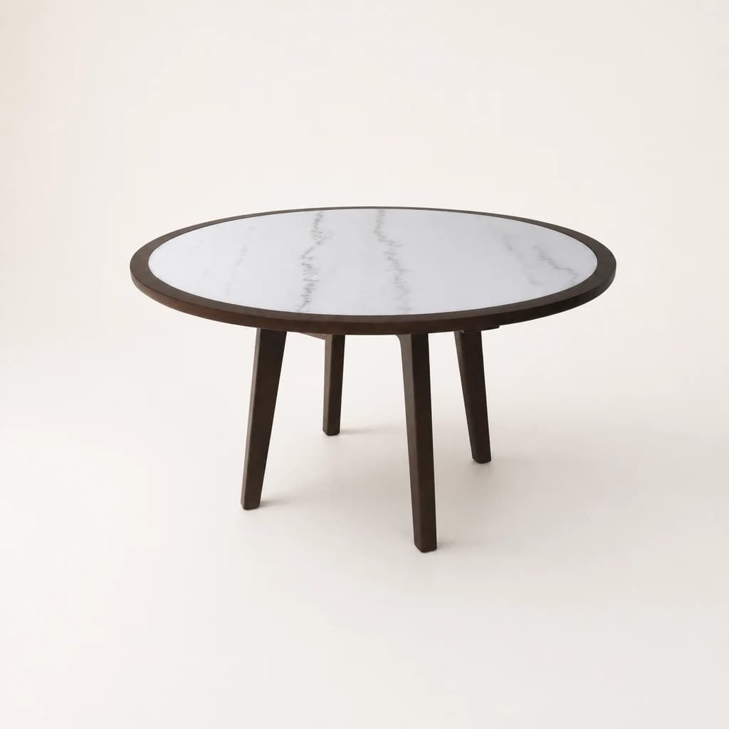 Round Inset-Top Teak Dining Table, custom furniture manufactured in Jepara, Indonesia - Image 1