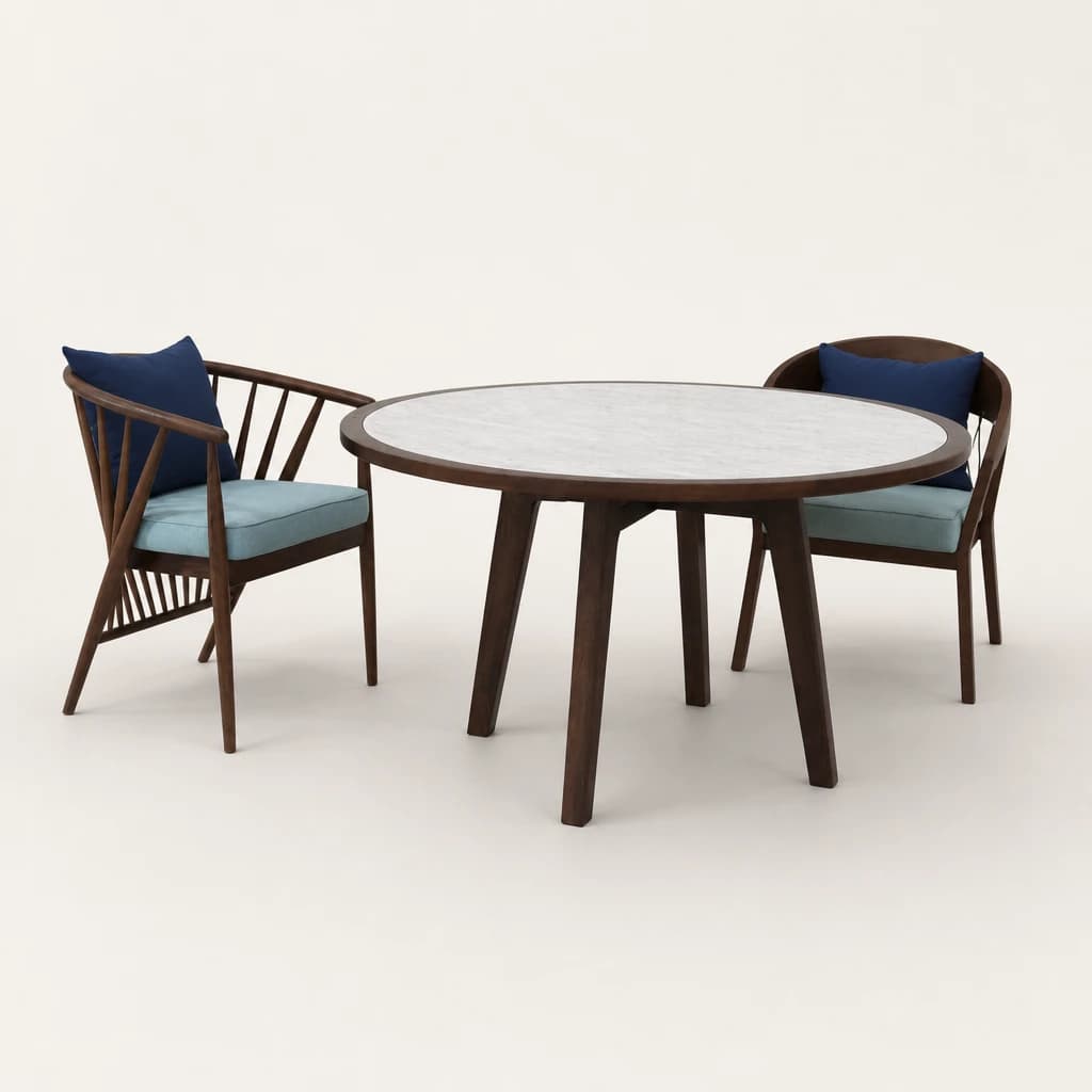Round Teak Outdoor Dining Set, custom furniture manufactured in Jepara, Indonesia - Image 1