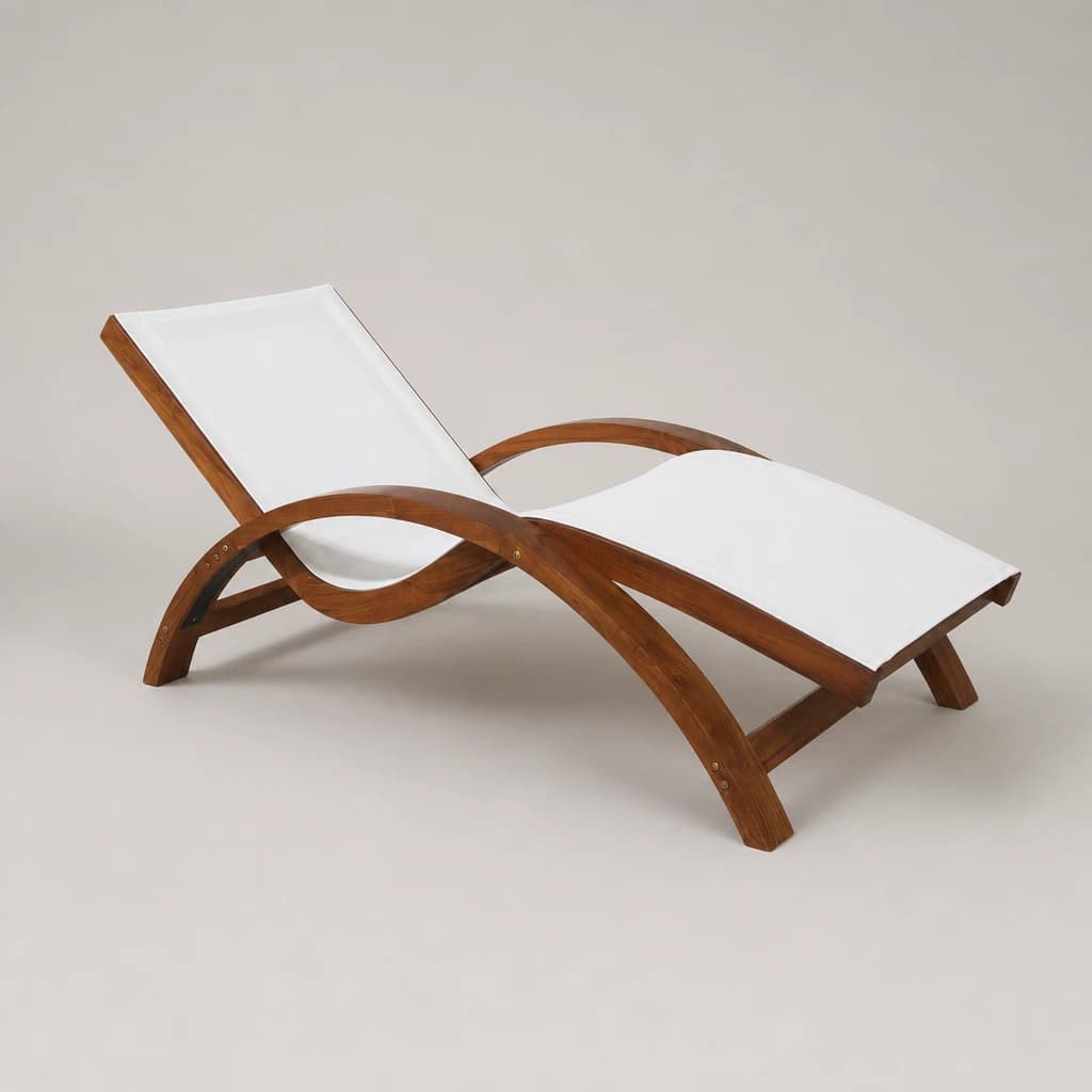 Sculpted Curved Teak Sun Lounger, custom furniture manufactured in Jepara, Indonesia - Image 1