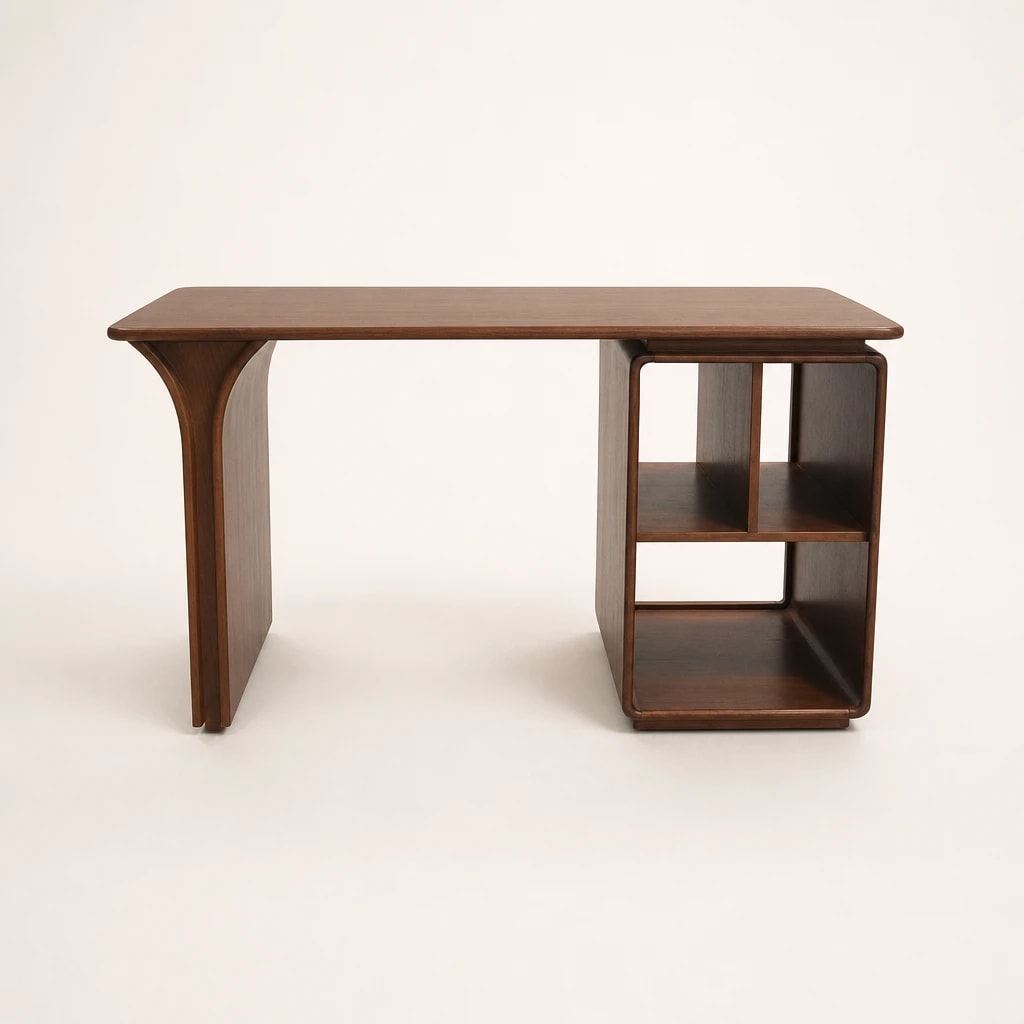 Sculpted Teak Desk with Open Shelves Sculpted Teak Desk with Open Shelves by Starwood Furniture Indonesia
