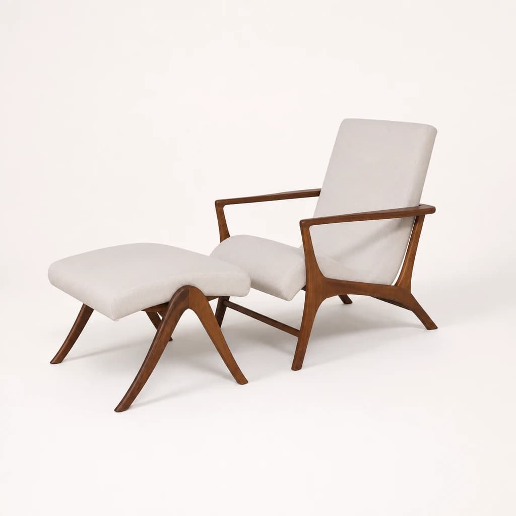 Sculpted Teak Lounge Chair and Ottoman, custom furniture manufactured in Jepara, Indonesia - Image 1