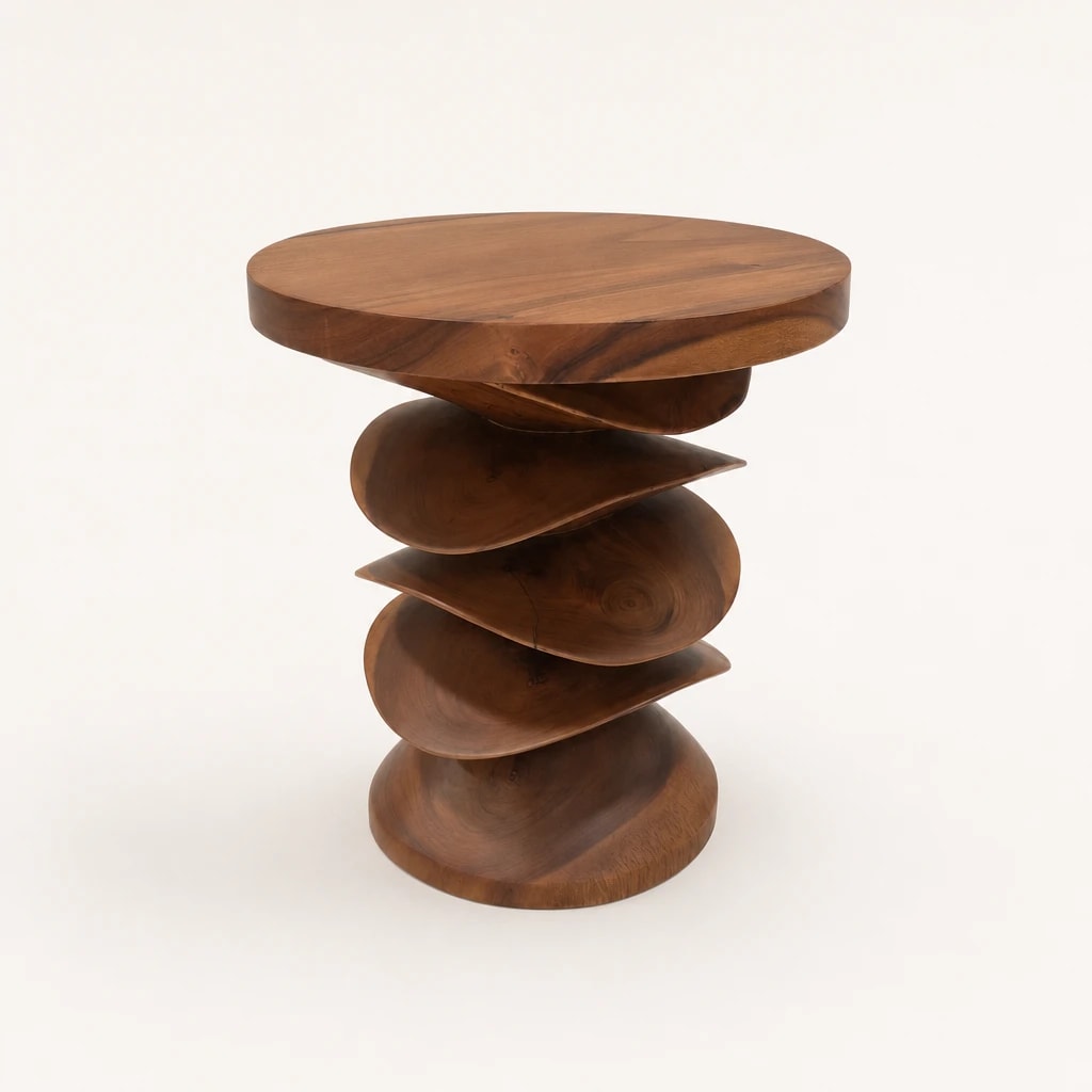 Sculptural Spiral Teak Side Table Sculptural Spiral Teak Side Table by Starwood Furniture Indonesia