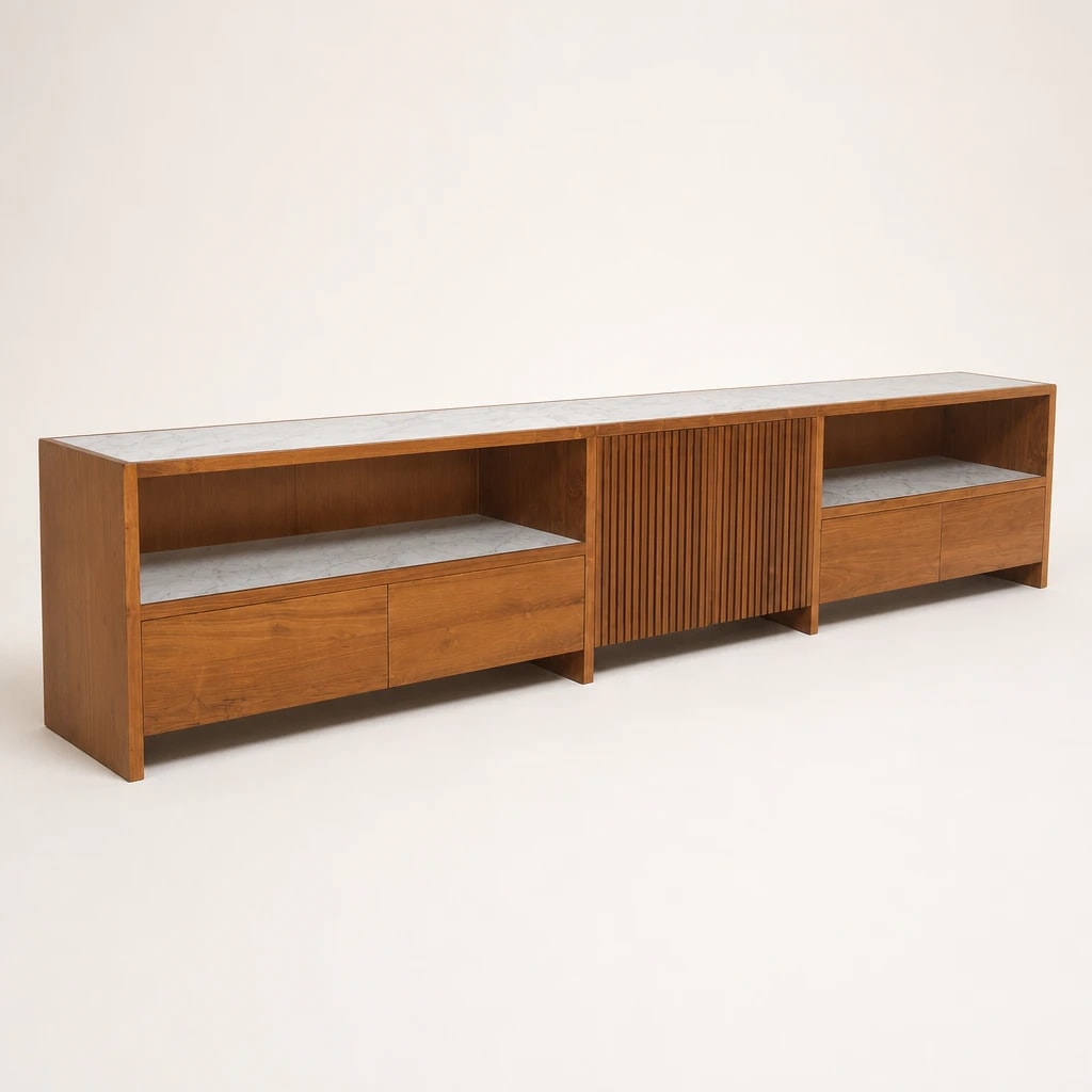 Slatted Sliding-Door Teak Media Unit Slatted Sliding-Door Teak Media Unit by Starwood Furniture Indonesia
