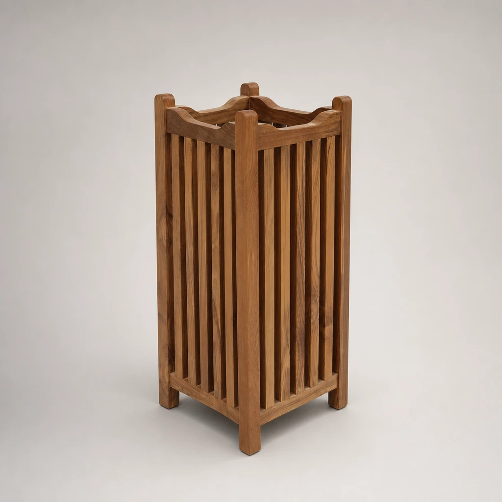 Slatted Teak Outdoor Umbrella Stand, custom furniture manufactured in Jepara, Indonesia - Image 1
