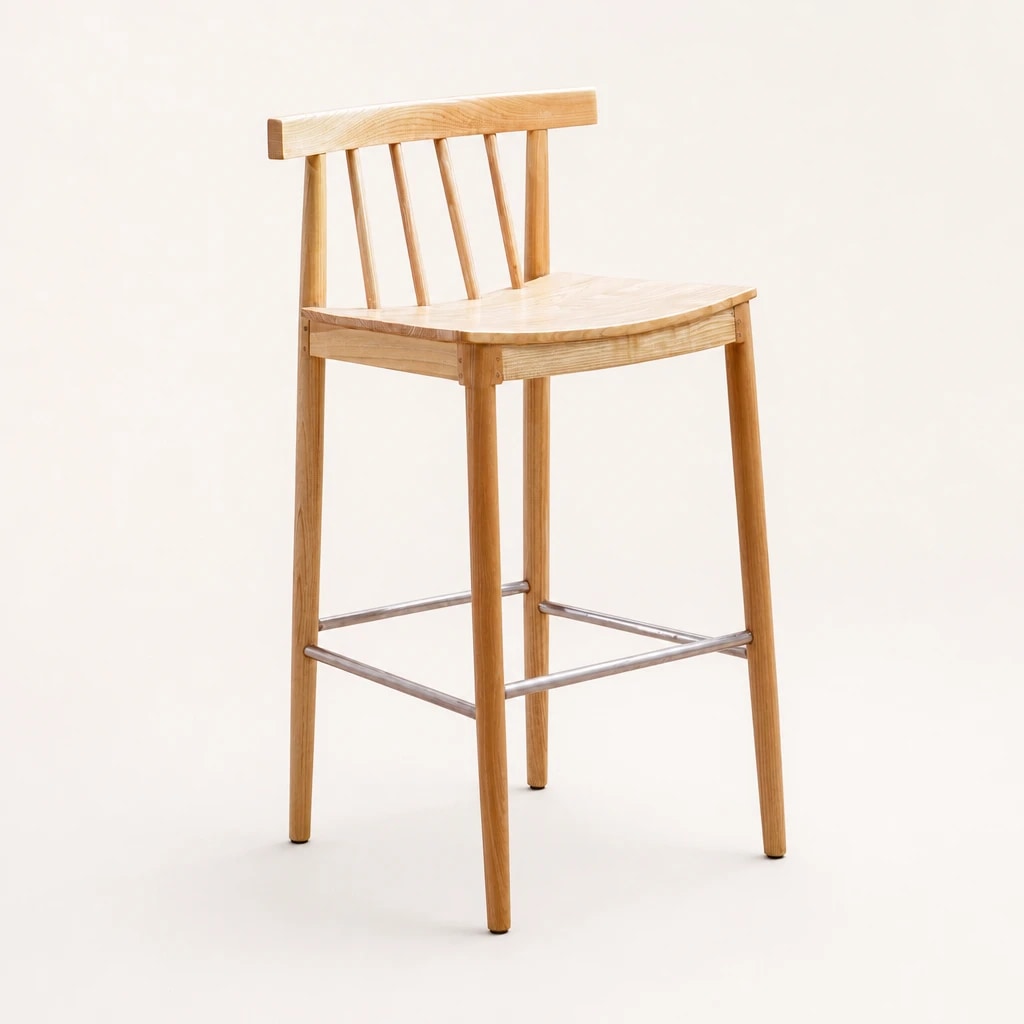 Spindle Back Teak Counter Stool, custom furniture manufactured in Jepara, Indonesia - Image 1