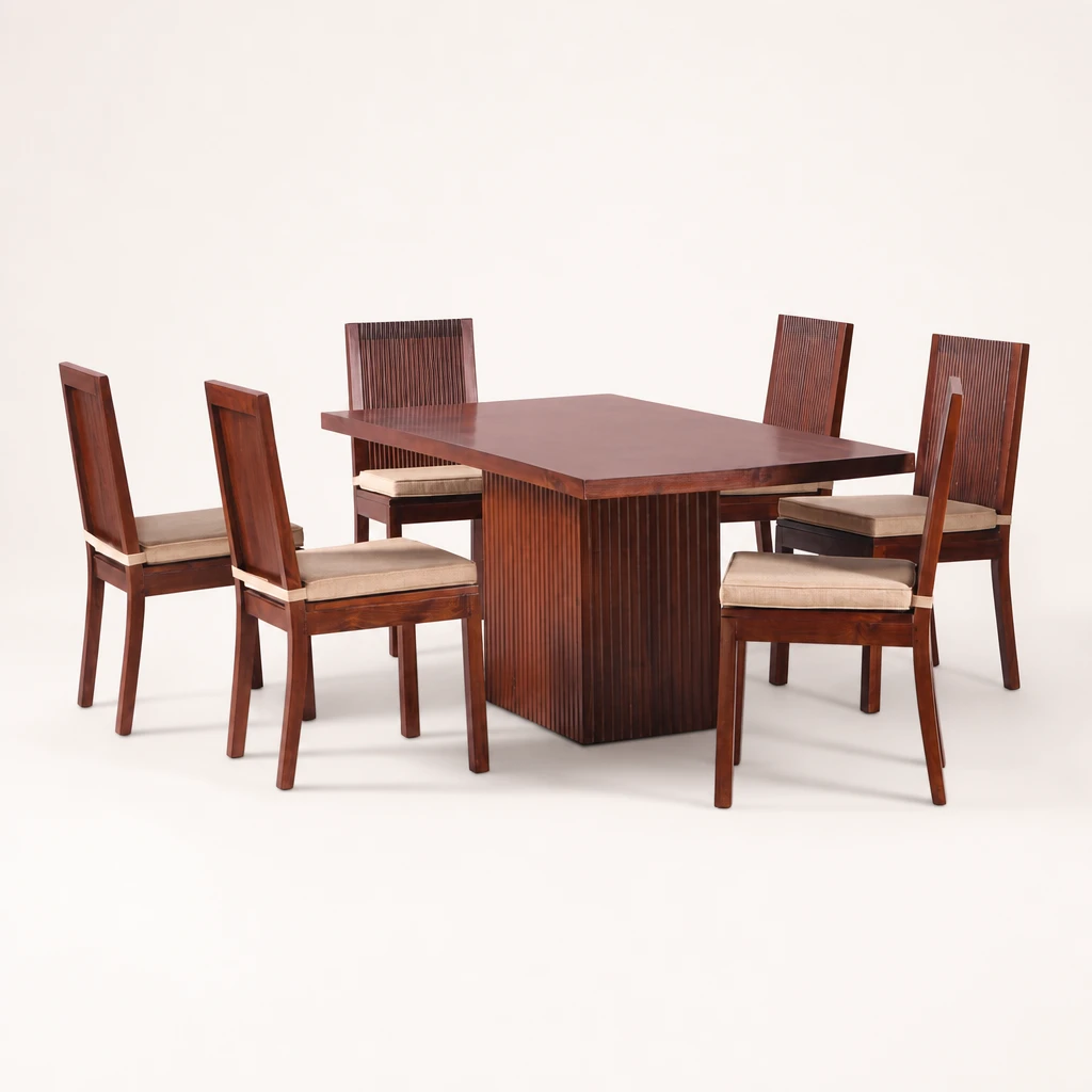Square Pedestal Teak Dining Set, custom furniture manufactured in Jepara, Indonesia - Image 1