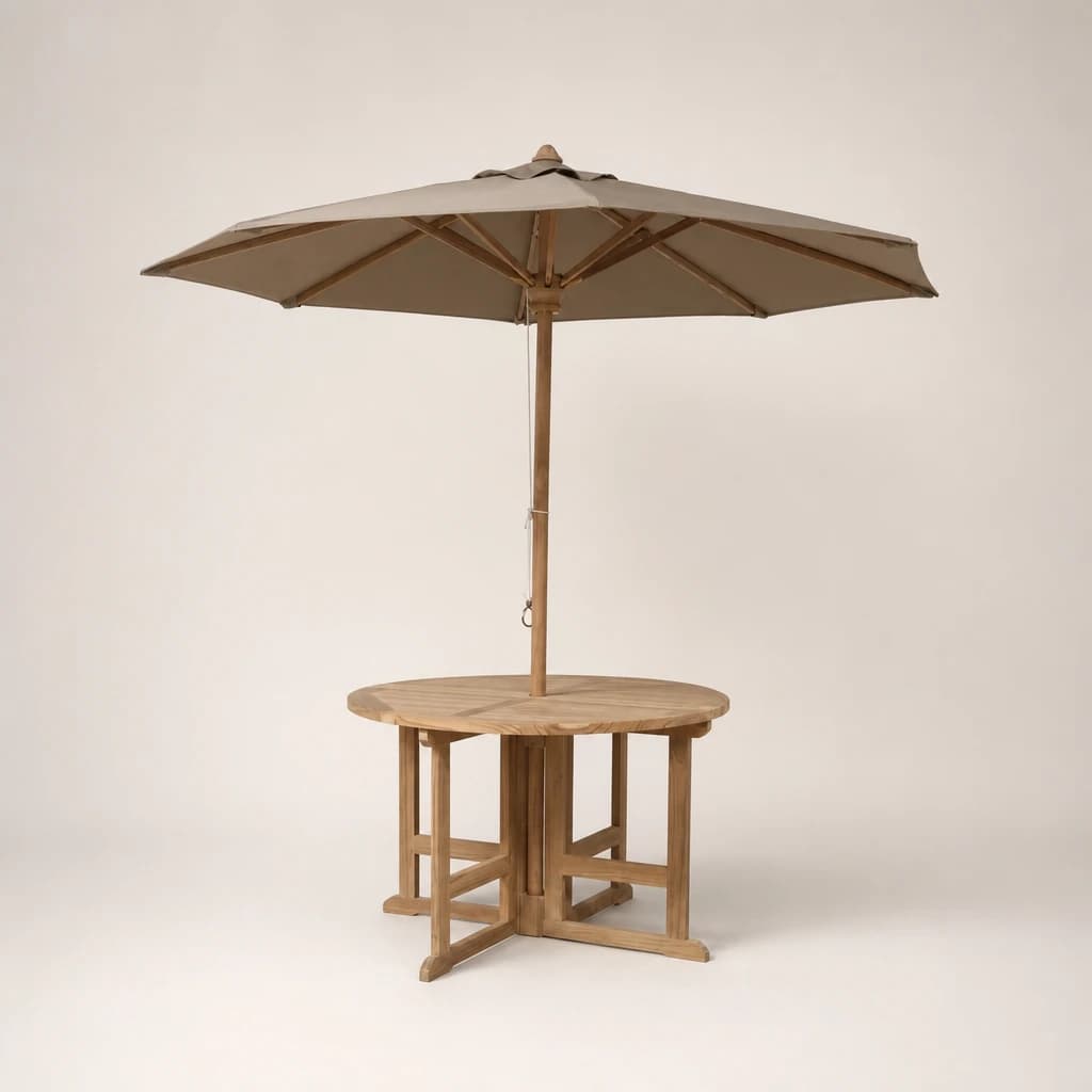 Teak Centre-Pole Patio Parasol with Table by Starwood Furniture